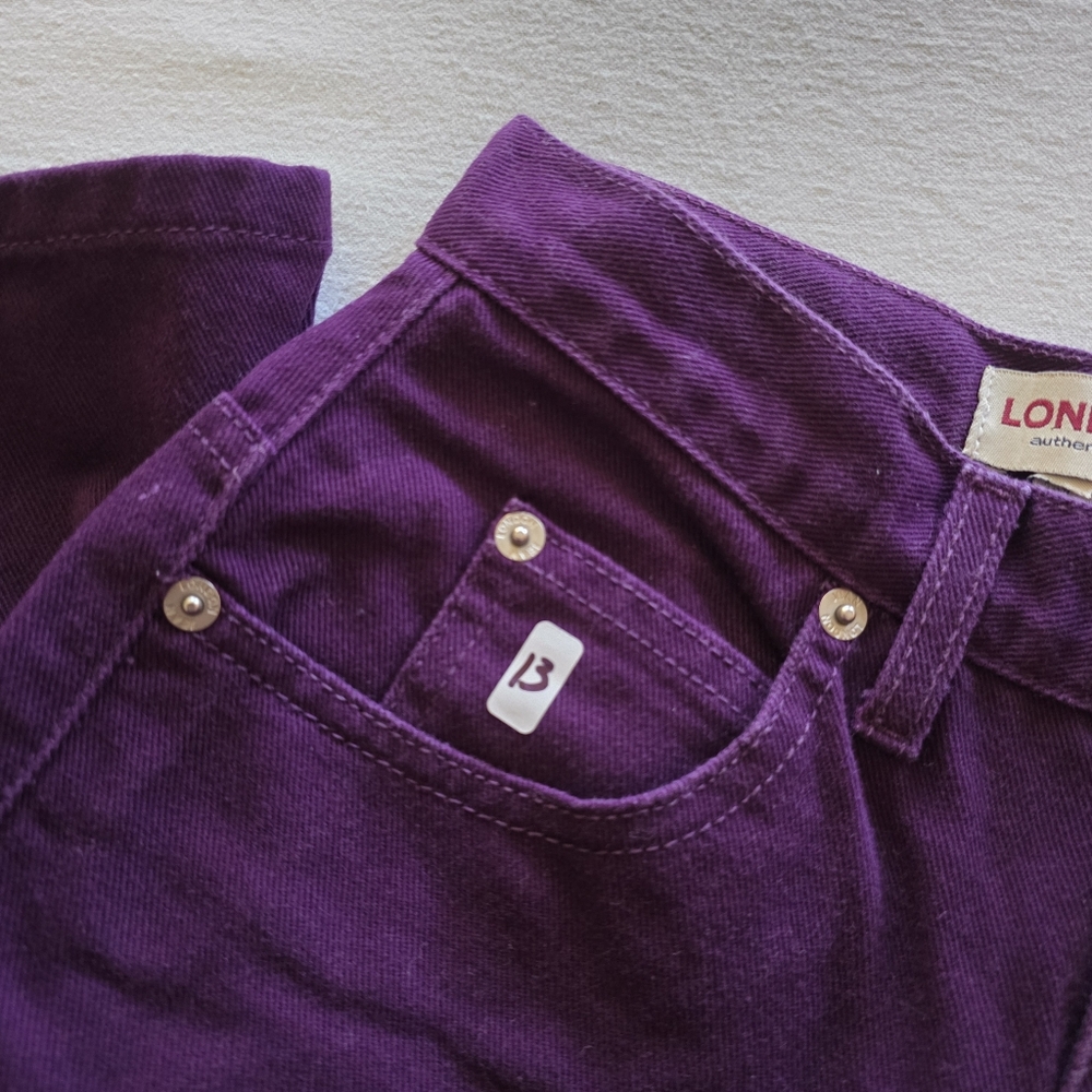 Vintage Purple Straight Leg London Jean 100% Cotton Denim Midrise Mom Jeans - Picture 10 of 10
